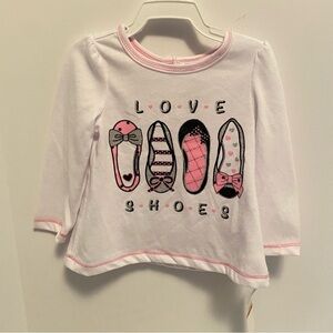 Kids Headquarters Baby Girl's Long Sleeve "Love Shoes" Top Size 12 Months NWT